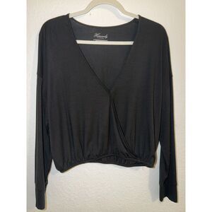 Victoria's Secret Heavenly Black Modal Wrap Crop Top Long Sleeve Size M